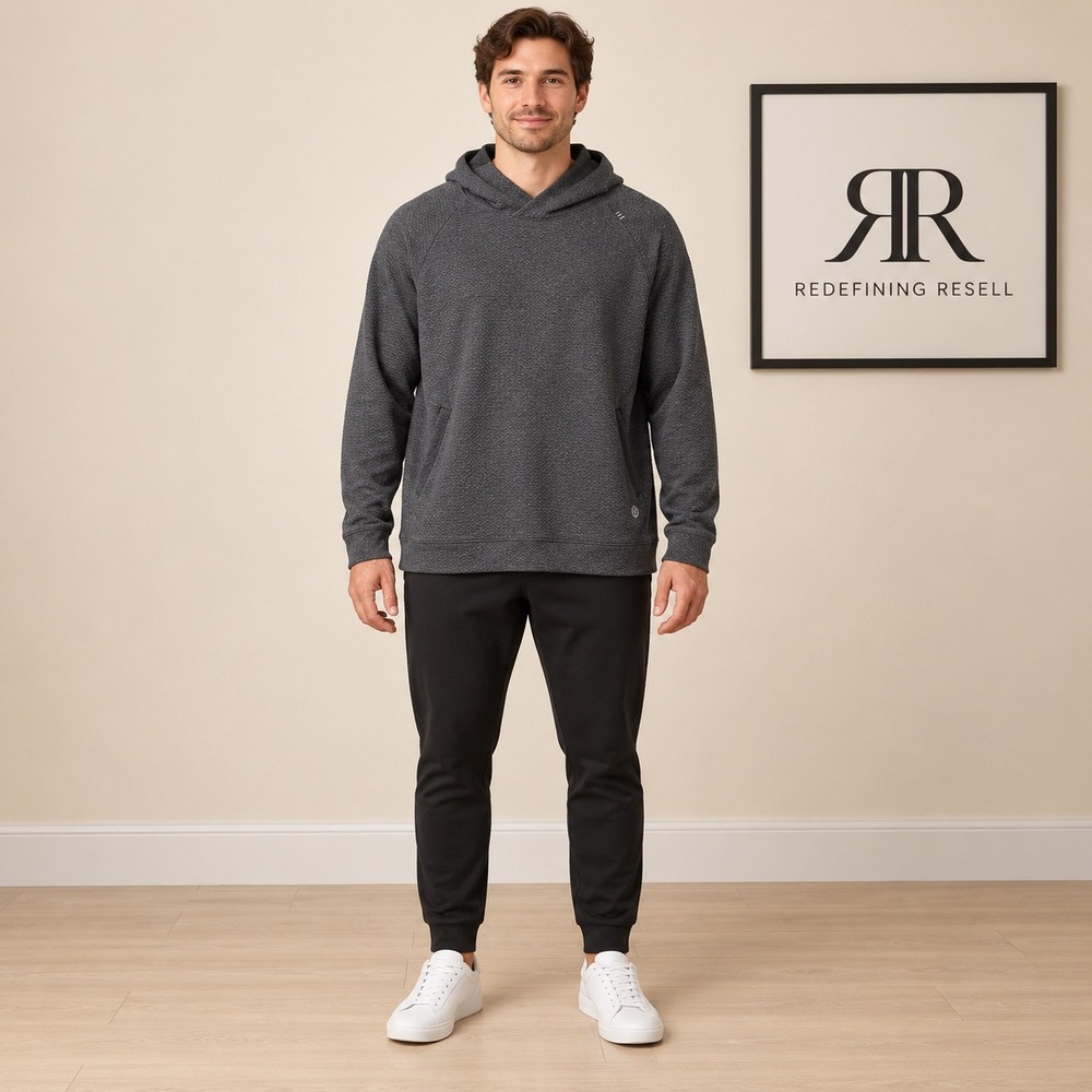 Lululemon At Ease Hoodie Mens XL Dark Grey Textured Knit Pullover LM3EOZS